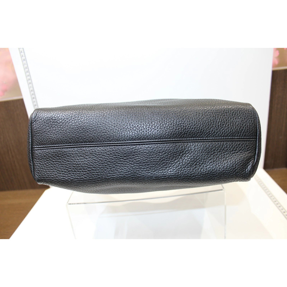 BURBERRY Hobo Bag Leather Black Beige White - Picture 5 of 9